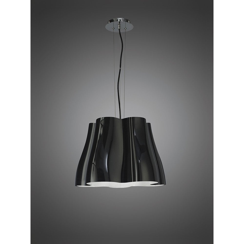 Miss Pendant 3 Light – Gloss Black & Polished Chrome Elegance
