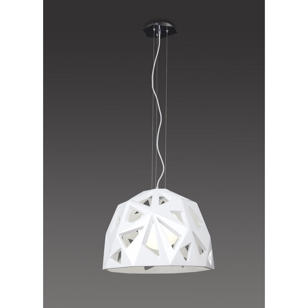 Facette Pendant Light with Gloss White and Polished Chrome Finish