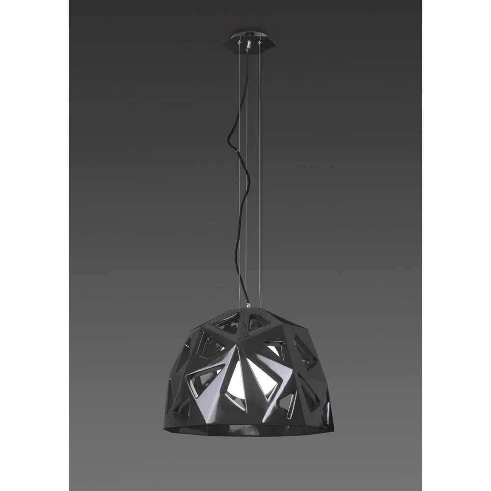 Santiago Sevillano's Facette Pendant Light: Gloss Black & Polished Chrome Elegance