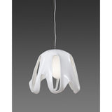 Phantom Pendant Light, Gloss White with Frosted Glass and Polished Chrome Accents
