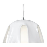 Phantom Pendant Light, Gloss White with Frosted Glass and Polished Chrome Accents