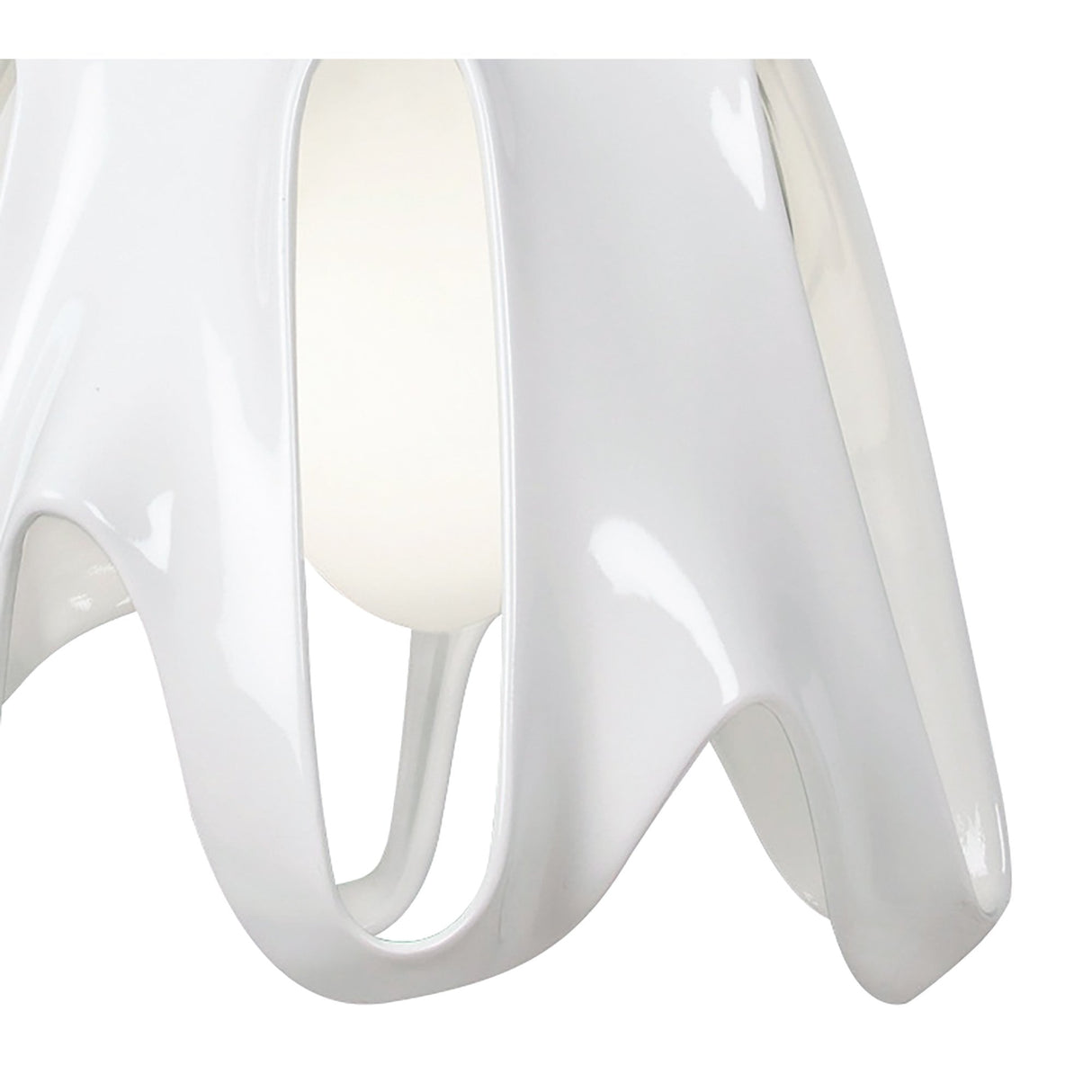 Phantom Pendant Light, Gloss White with Frosted Glass and Polished Chrome Accents