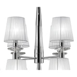 Luxe Illumination: Dual-Tier Crystal Chandelier in Polished Chrome and White Shades