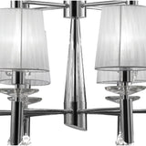 Luxe Illumination: Dual-Tier Crystal Chandelier in Polished Chrome and White Shades