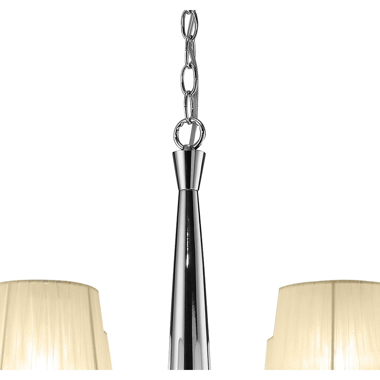 Elegant Two-Tier Pendant Light with Cream Shades and Crystal Accents in Polished Chrome