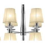 Elegant Two-Tier Pendant Light with Cream Shades and Crystal Accents in Polished Chrome