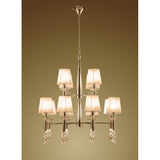 Tiffany Grand 2-Tier 24-Light French Gold Pendant with Bronze Shades & Crystal Elegance