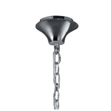 Tiffany Pendant Chandelier: 6+6 Lights, Polished Chrome with White Shades & Clear Crystal