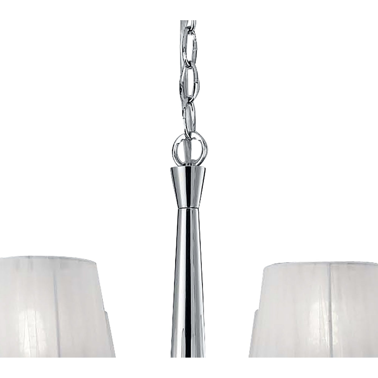 Tiffany Pendant Chandelier: 6+6 Lights, Polished Chrome with White Shades & Clear Crystal