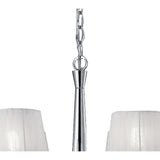 Tiffany Pendant Chandelier: 6+6 Lights, Polished Chrome with White Shades & Clear Crystal