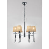 Tiffany Pendant Light: Polished Chrome with Soft Bronze Shades & Clear Crystal Cascade