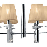 Tiffany Pendant Light: Polished Chrome with Soft Bronze Shades & Clear Crystal Cascade