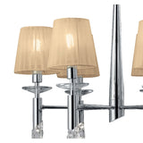 Tiffany Pendant Light: Polished Chrome with Soft Bronze Shades & Clear Crystal Cascade