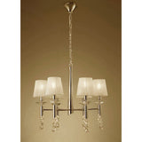 Tiffany Pendant Chandelier, French Gold & Cream Shades with Clear Crystal Elegance