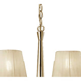 Tiffany Pendant Chandelier, French Gold & Cream Shades with Clear Crystal Elegance