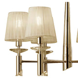 Tiffany Pendant Chandelier, French Gold & Cream Shades with Clear Crystal Elegance