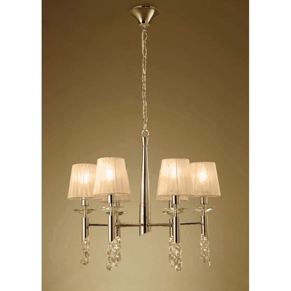 Tiffany Pendant Chandelier: French Gold Elegance with Soft Bronze Highlights and Crystal Brilliance