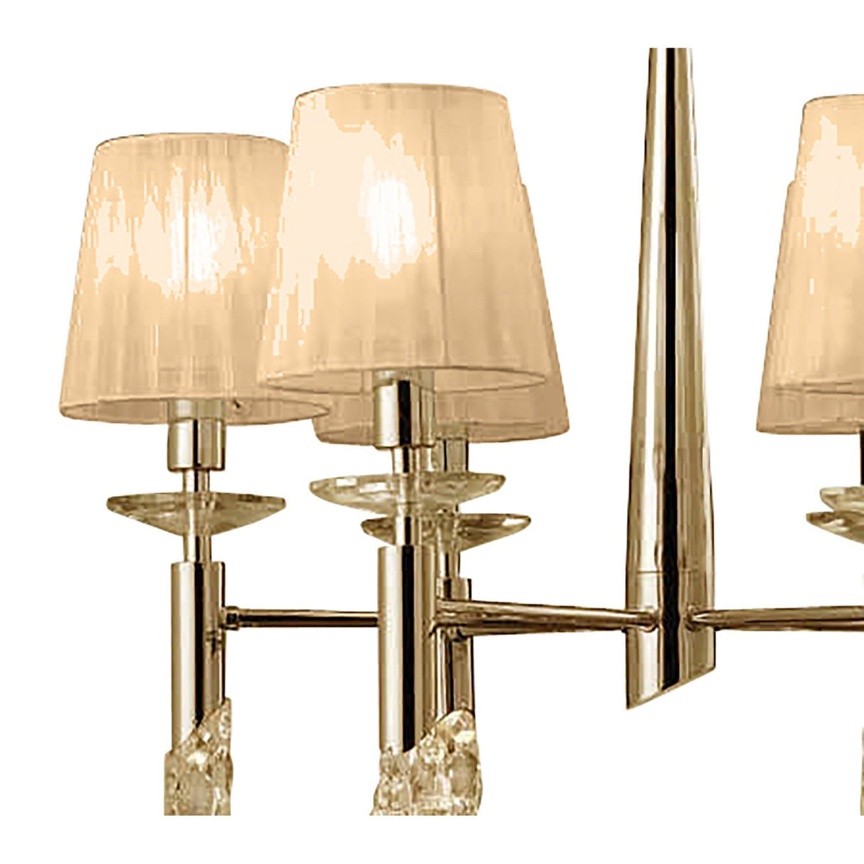 Tiffany Pendant Chandelier: French Gold Elegance with Soft Bronze Highlights and Crystal Brilliance