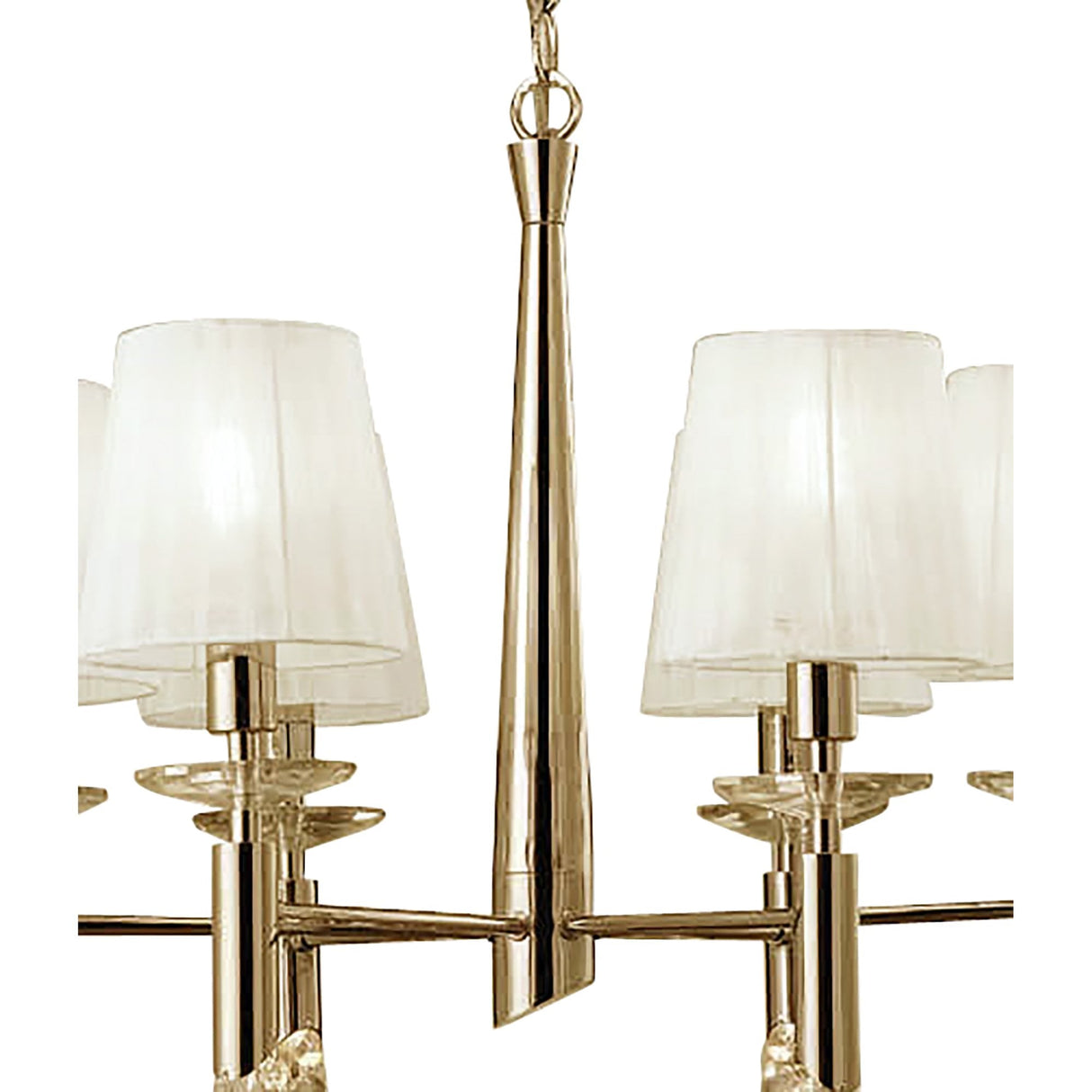 Elegant Tiffany 6+6 Light Pendant with Clear Crystal in French Gold Finish