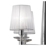 Elegant Tiffany 4+4 Light Pendant in Polished Chrome with White Shades & Clear Crystal Accents