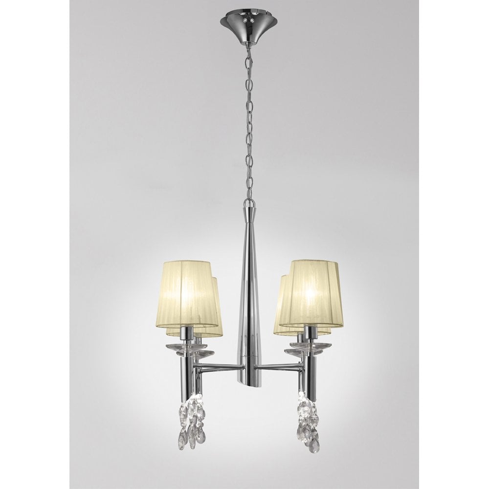 M3852 Tiffany Pendant - Radiant Elegance with Cream Shades & Crystal Sparkle