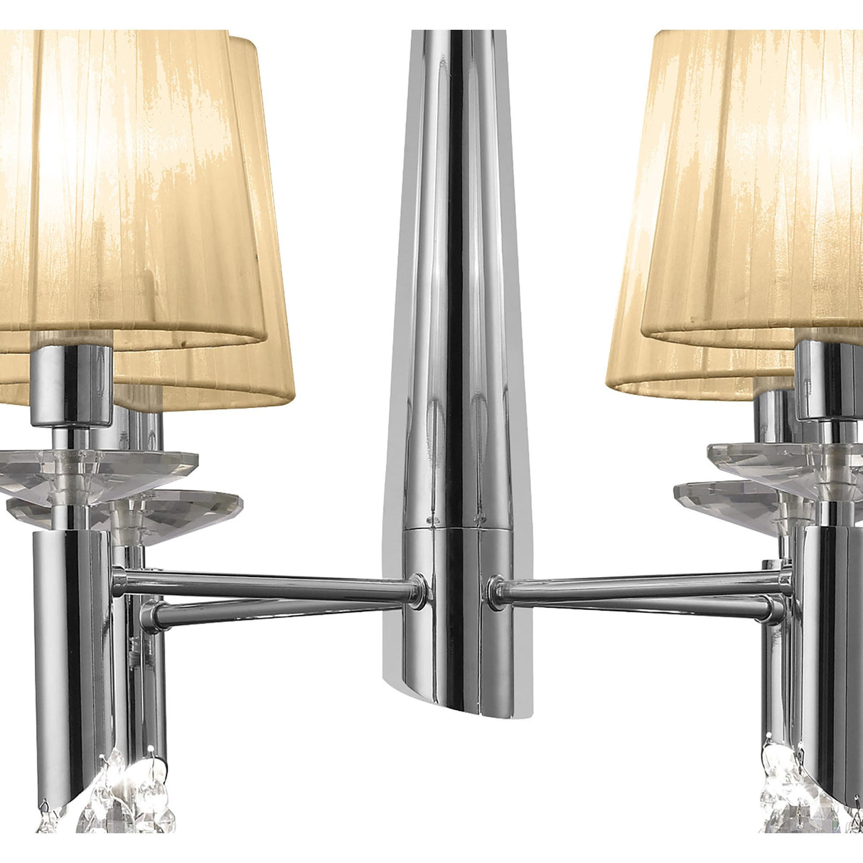 Tiffany Pendant Chandelier: Elegant Polished Chrome with Bronze Hues and Crystal Accents