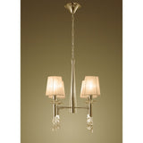 Tiffany Pendant 4+4 Light in French Gold with Soft Bronze Shades & Clear Crystal Elegance