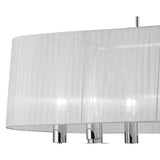 Tiffany Elegance 6+6 Light Oval Pendant in Polished Chrome with White Shade and Clear K9 Crystal