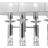 Tiffany Elegance 6+6 Light Oval Pendant in Polished Chrome with White Shade and Clear K9 Crystal
