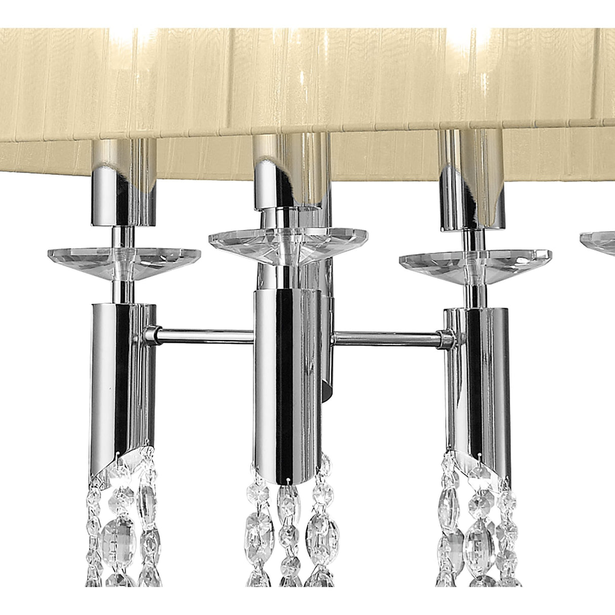 Elegant Tiffany Crystal Pendant Light in Polished Chrome with Cream Shade