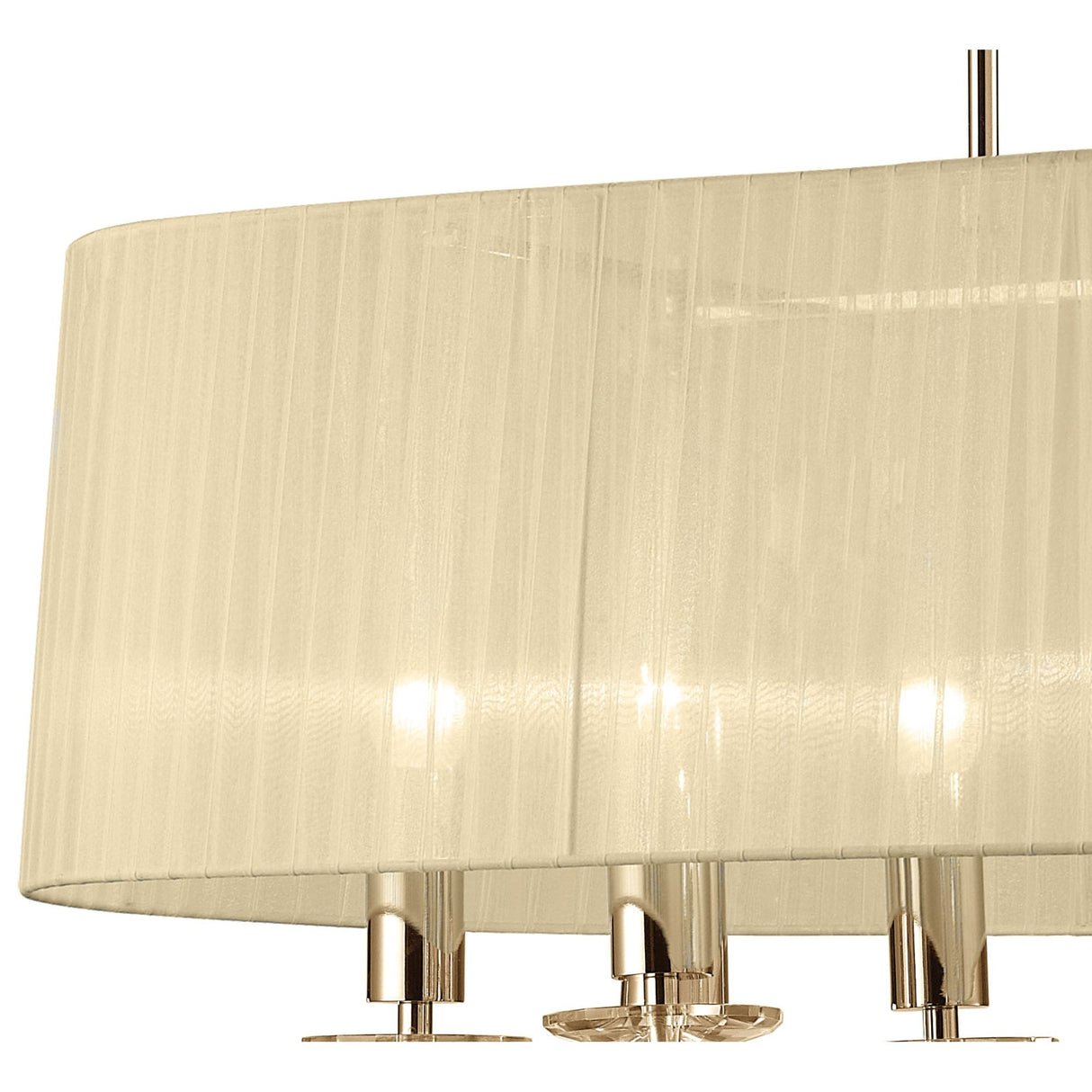 Tiffany Pendant Light: French Gold & Cream with Clear Crystal Elegance