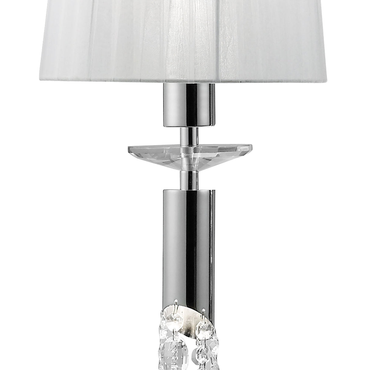 Tiffany Crystal Cascade Pendant Light: Polished Chrome & White Shades with Clear K9 Crystal