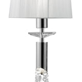 Tiffany Crystal Cascade Pendant Light: Polished Chrome & White Shades with Clear K9 Crystal