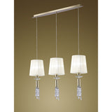 M3855FG Tiffany Pendant Light - French Gold, White Shades & Clear Crystal Elegance