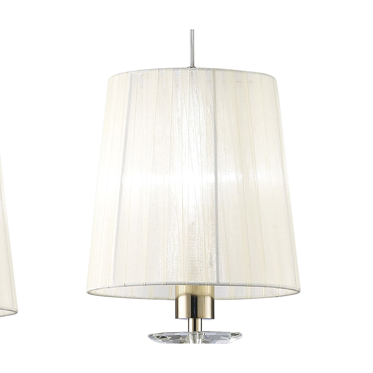 M3855FG Tiffany Pendant Light - French Gold, White Shades & Clear Crystal Elegance