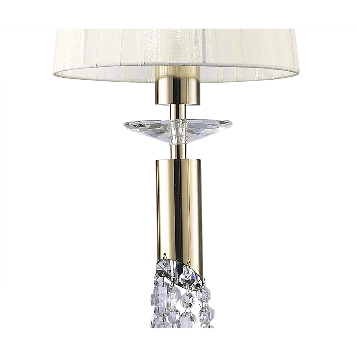 M3855FG Tiffany Pendant Light - French Gold, White Shades & Clear Crystal Elegance