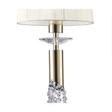 M3855FG Tiffany Pendant Light - French Gold, White Shades & Clear Crystal Elegance