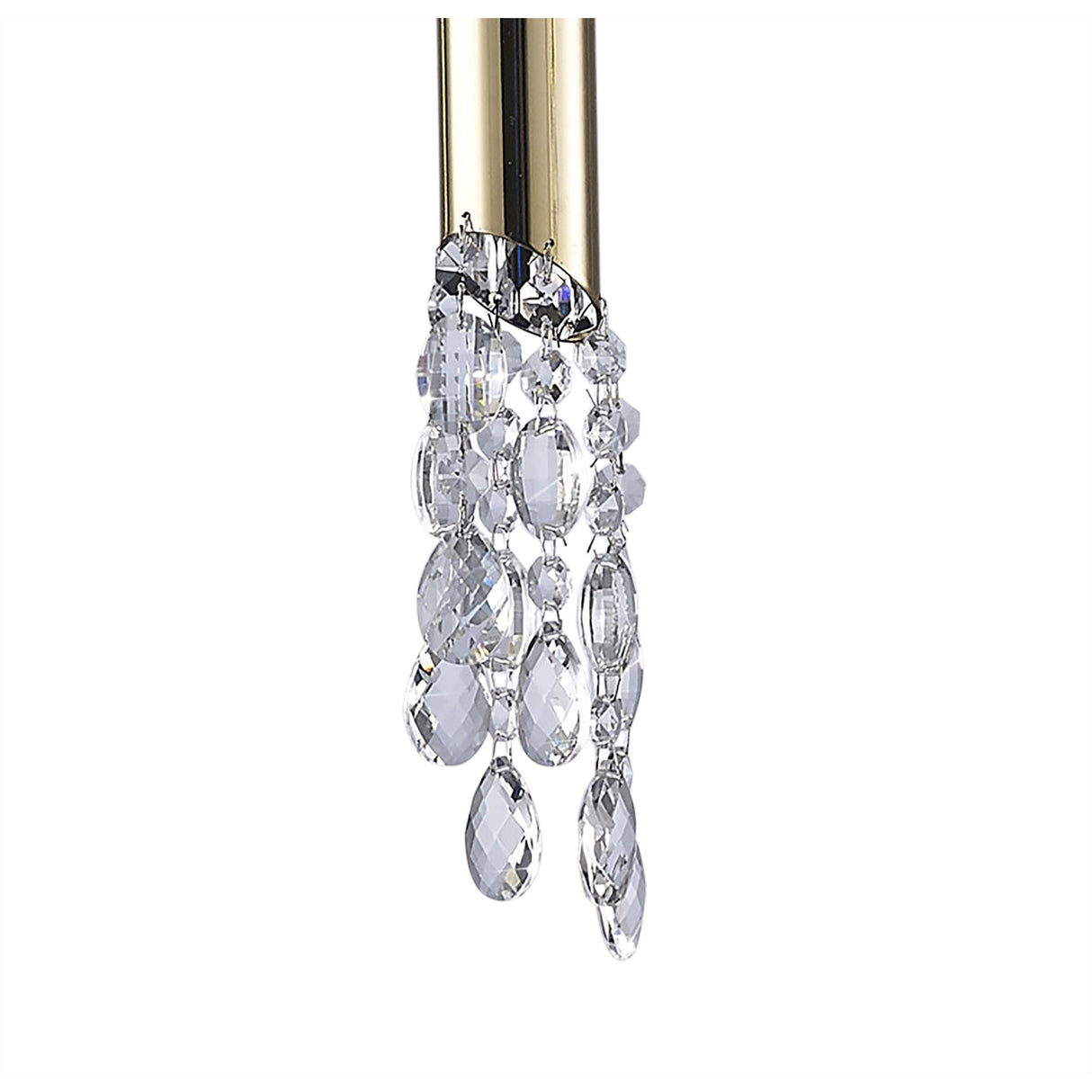 M3855FG Tiffany Pendant Light - French Gold, White Shades & Clear Crystal Elegance