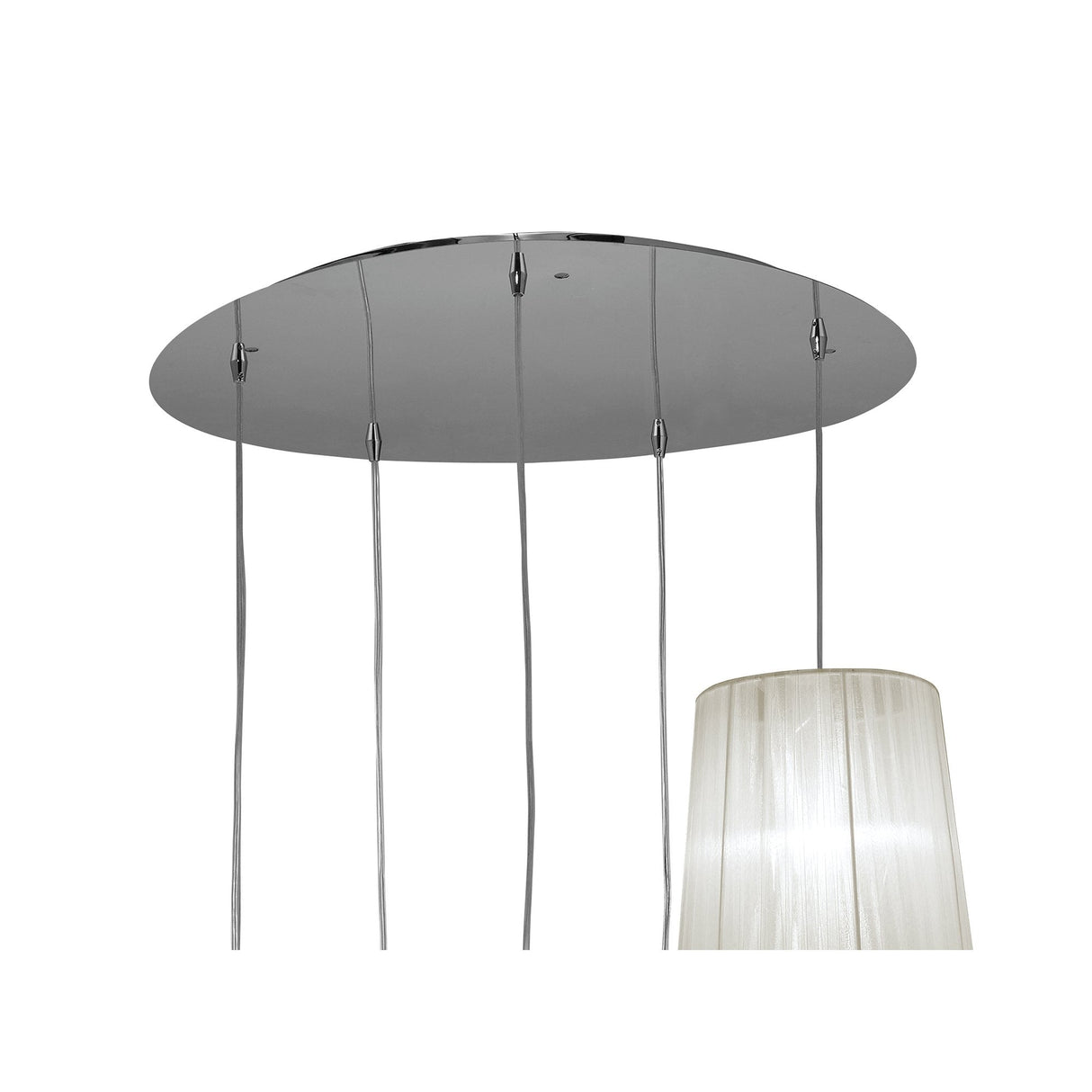 Tiffany Spiral Pendant Light with White Shades & Clear Crystal in Polished Chrome Finish