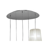 Tiffany Spiral Pendant Light with White Shades & Clear Crystal in Polished Chrome Finish