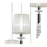 Tiffany Spiral Pendant Light with White Shades & Clear Crystal in Polished Chrome Finish