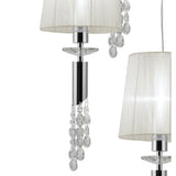 Tiffany Spiral Pendant Light with White Shades & Clear Crystal in Polished Chrome Finish