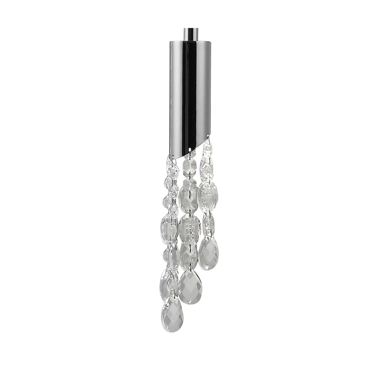 Tiffany Spiral Pendant Light with White Shades & Clear Crystal in Polished Chrome Finish