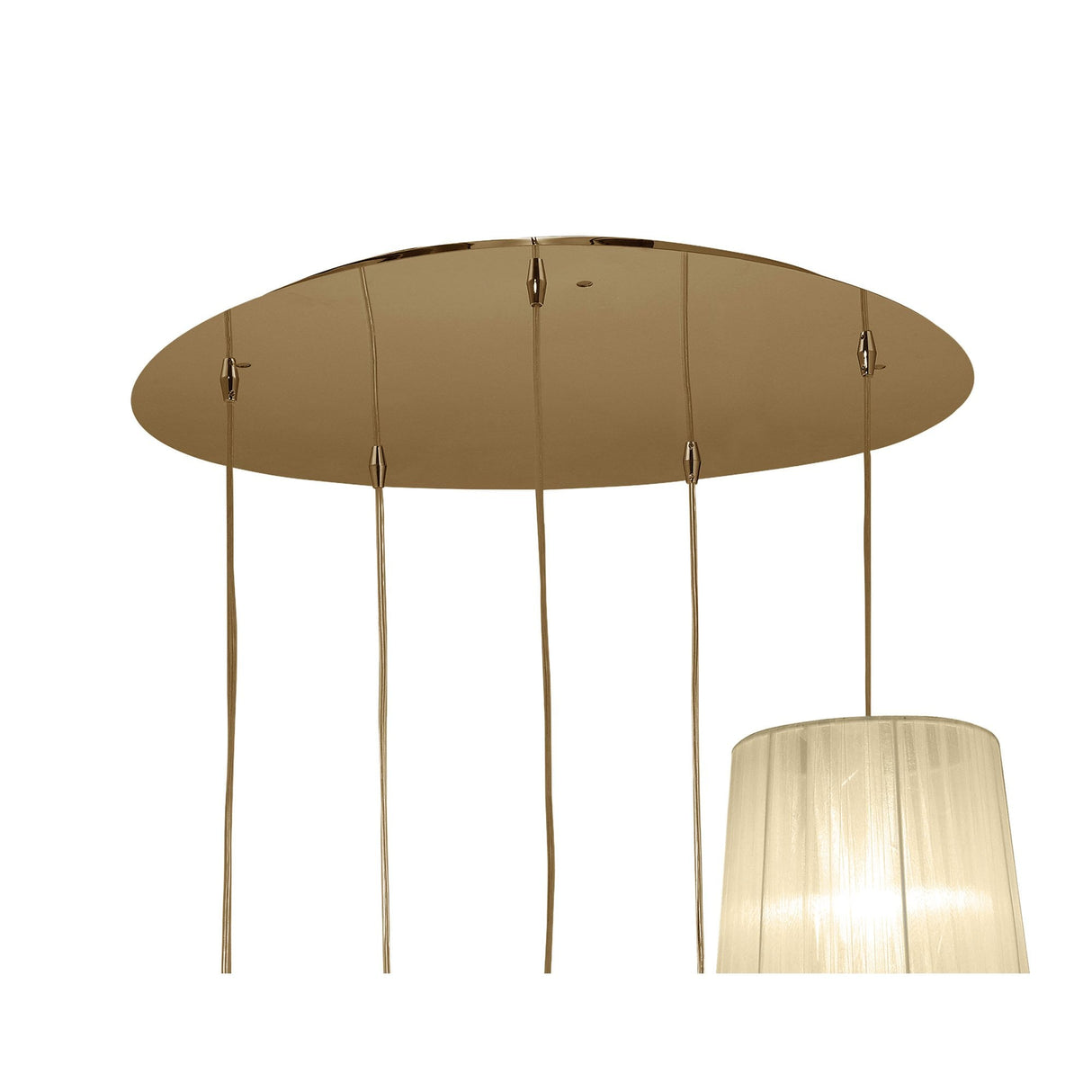 Elegant Spiral Tiffany Chandelier with Cream Shades and Clear Crystals in French Gold Finish
