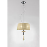 M3858 Tiffany Pendant Light: 3+1 Lights, Polished Chrome with Cream Shade & Clear Crystal Elegance