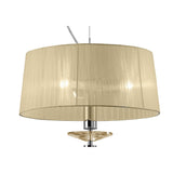 M3858 Tiffany Pendant Light: 3+1 Lights, Polished Chrome with Cream Shade & Clear Crystal Elegance