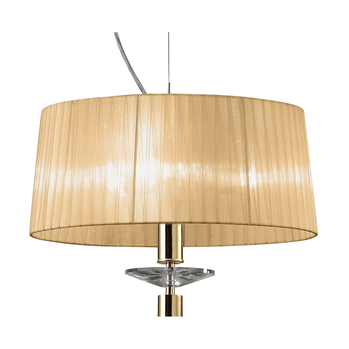 Tiffany 3+1 Light Pendant with French Gold and Soft Bronze Crystal Elegance