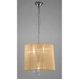 Tiffany 3+3 Pendant Light in Polished Chrome with Soft Bronze Shade and Clear Crystal Accents