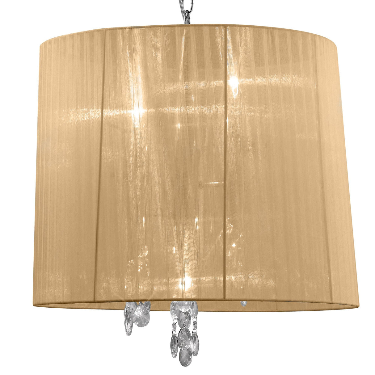Tiffany 3+3 Pendant Light in Polished Chrome with Soft Bronze Shade and Clear Crystal Accents