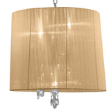 Tiffany 3+3 Pendant Light in Polished Chrome with Soft Bronze Shade and Clear Crystal Accents
